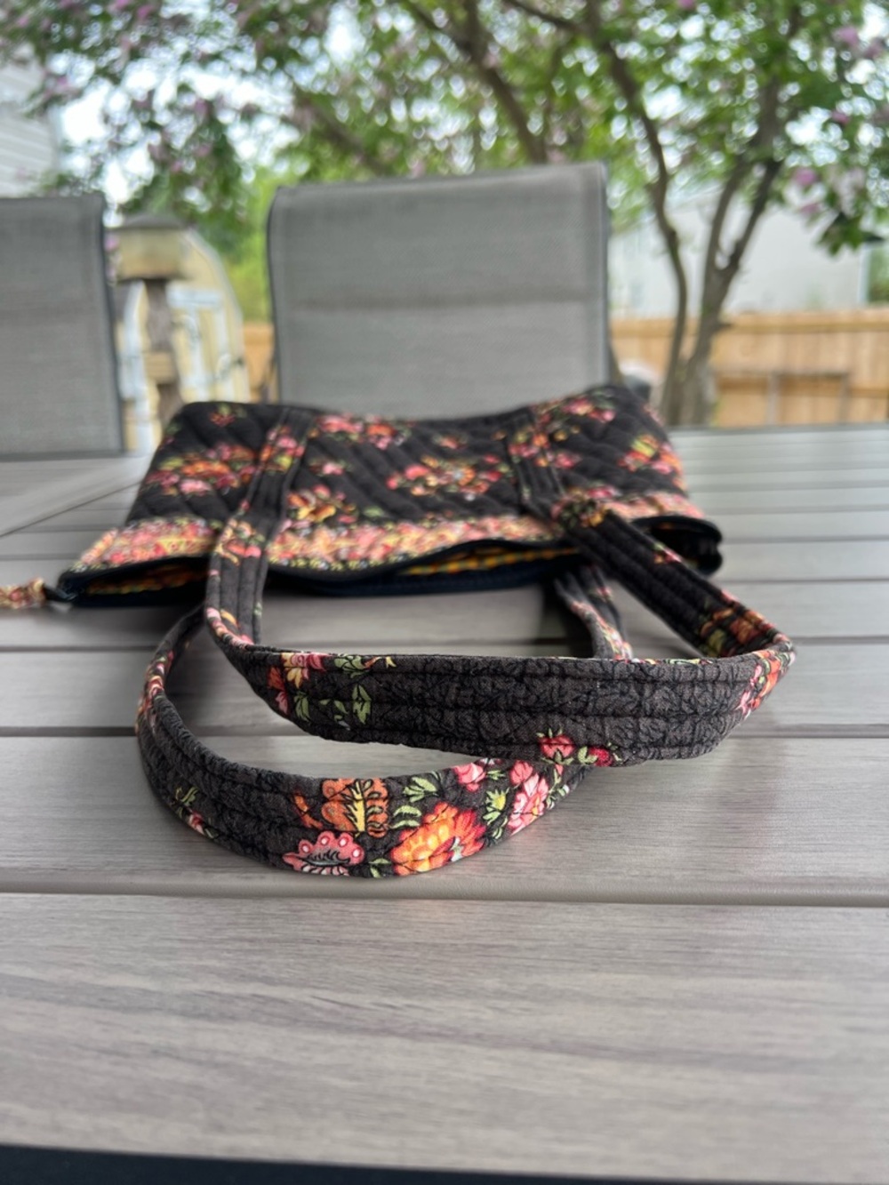 VERA BRADLEY Chocolat 2003 Little Betsy Floral 2 Handles Y2K - Picture 8 of 10